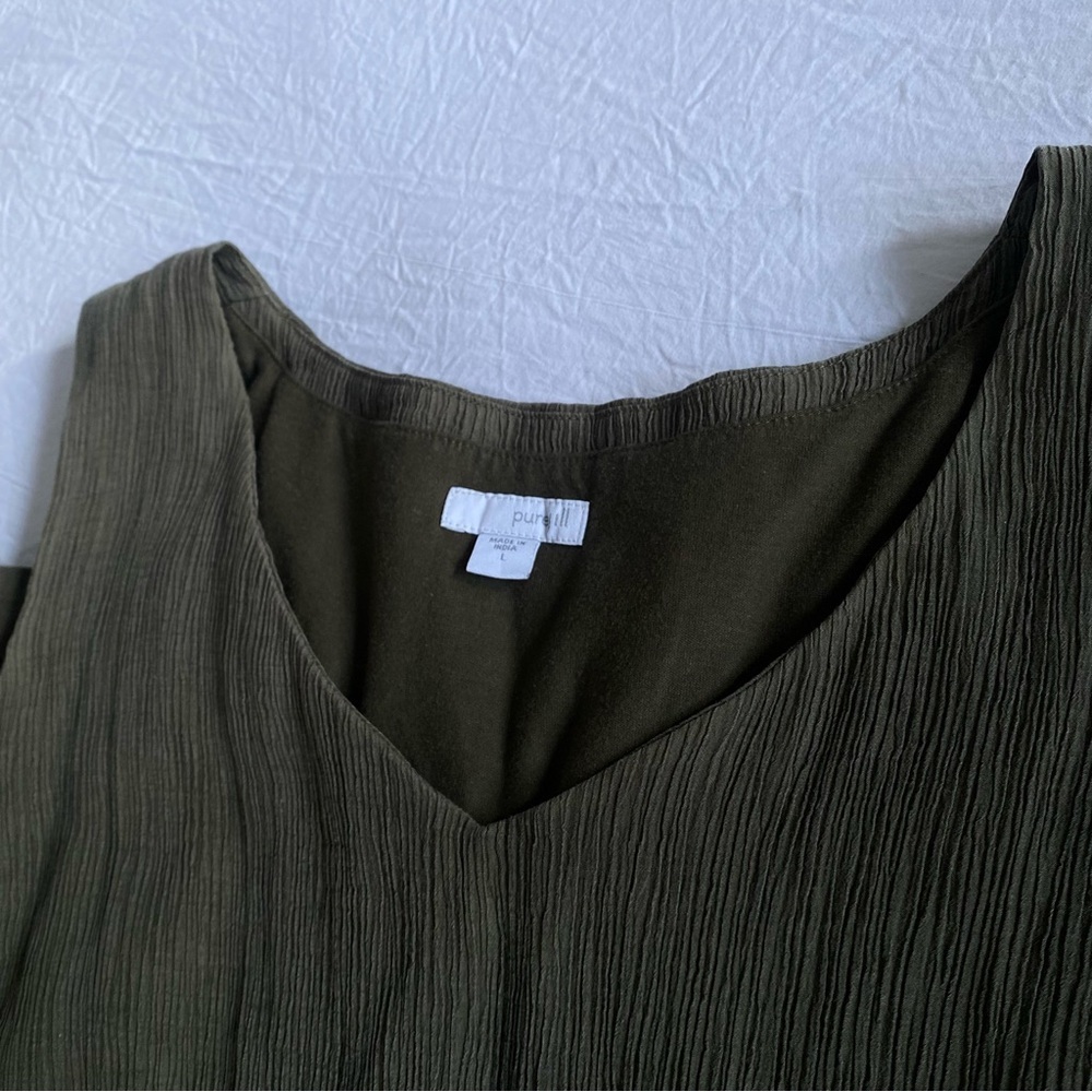 J.Jill Pure Jill Asymmetrical KneeLength Lagenlook Tank Green dress size L - Picture 3 of 7